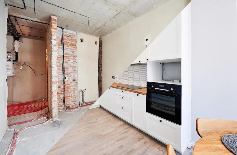 Comparison kitchen room before after renovation 10069 9753